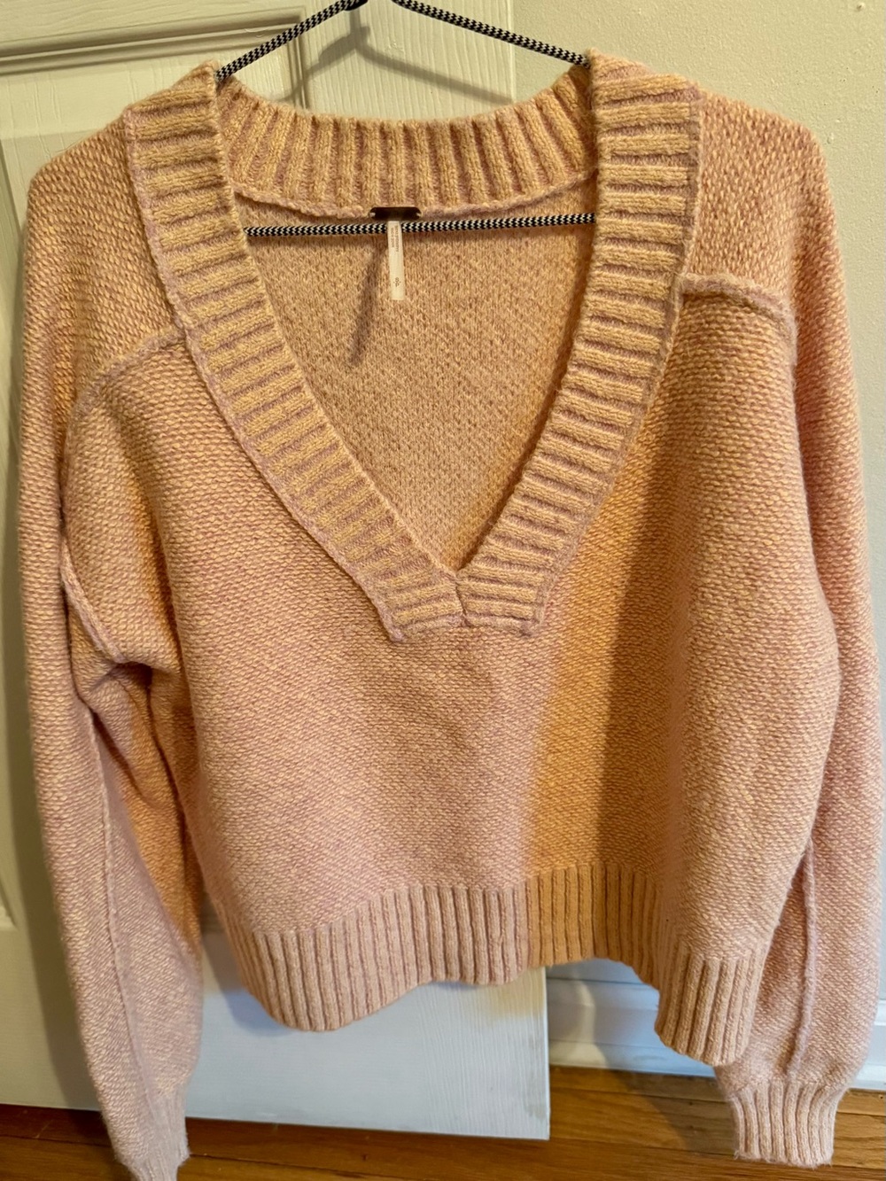 Free People V-Neck Sweater in Dusty Blush